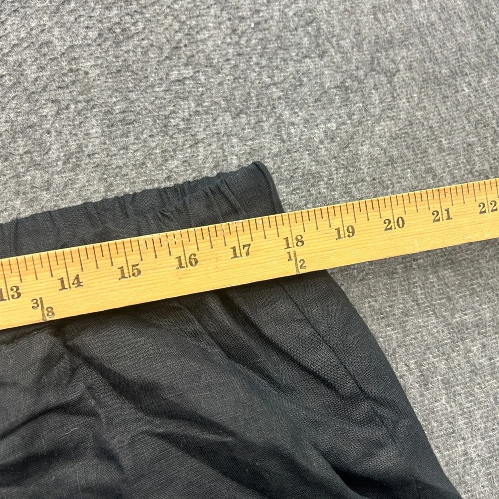Quince European Linen Pants Womens XL Black Elastic Waist Pocket